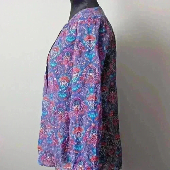 Ann Taylor Loft Boho Style Long Sleeve Blouse -Size S- Light Airy Office wear - Picture 4 of 15